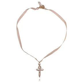 White Freshwater Pearl & Gold Silk 'Madonna' Necklace