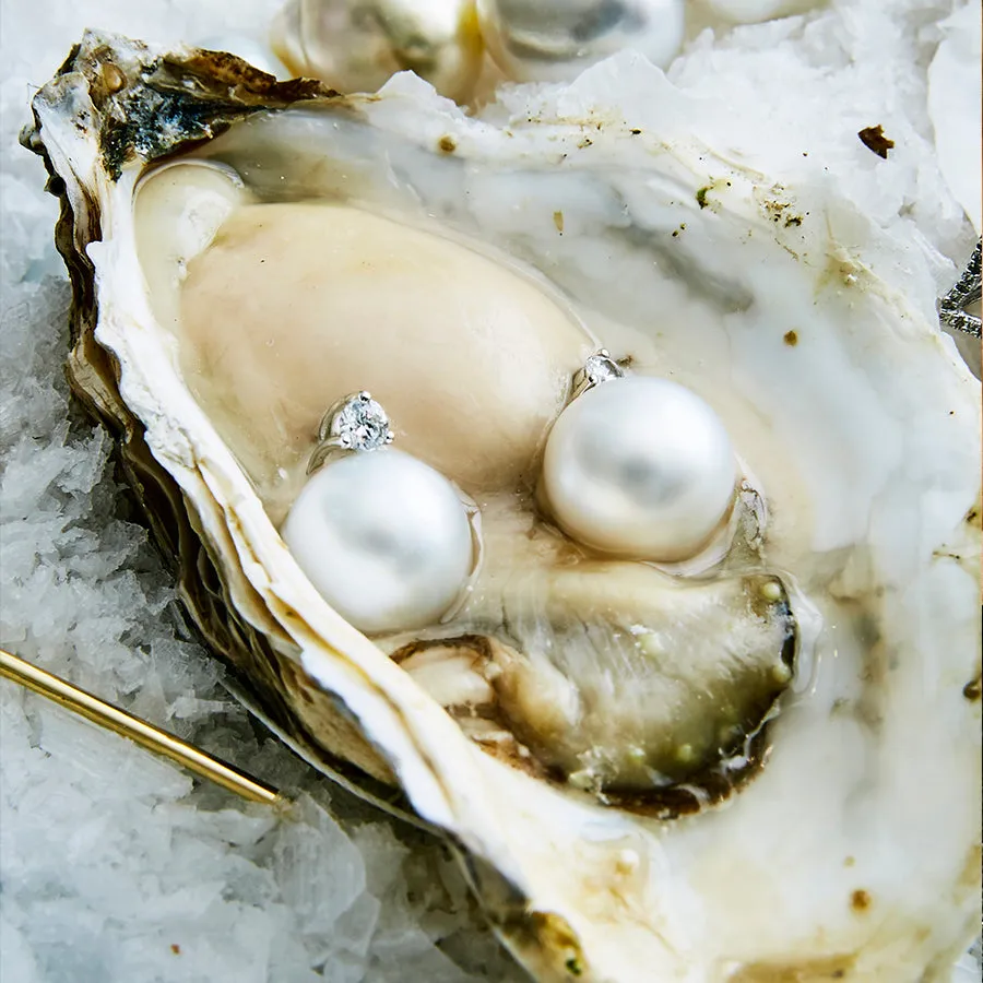 White South Sea Pearl & Diamond Accent 'Tsarina' Earrings