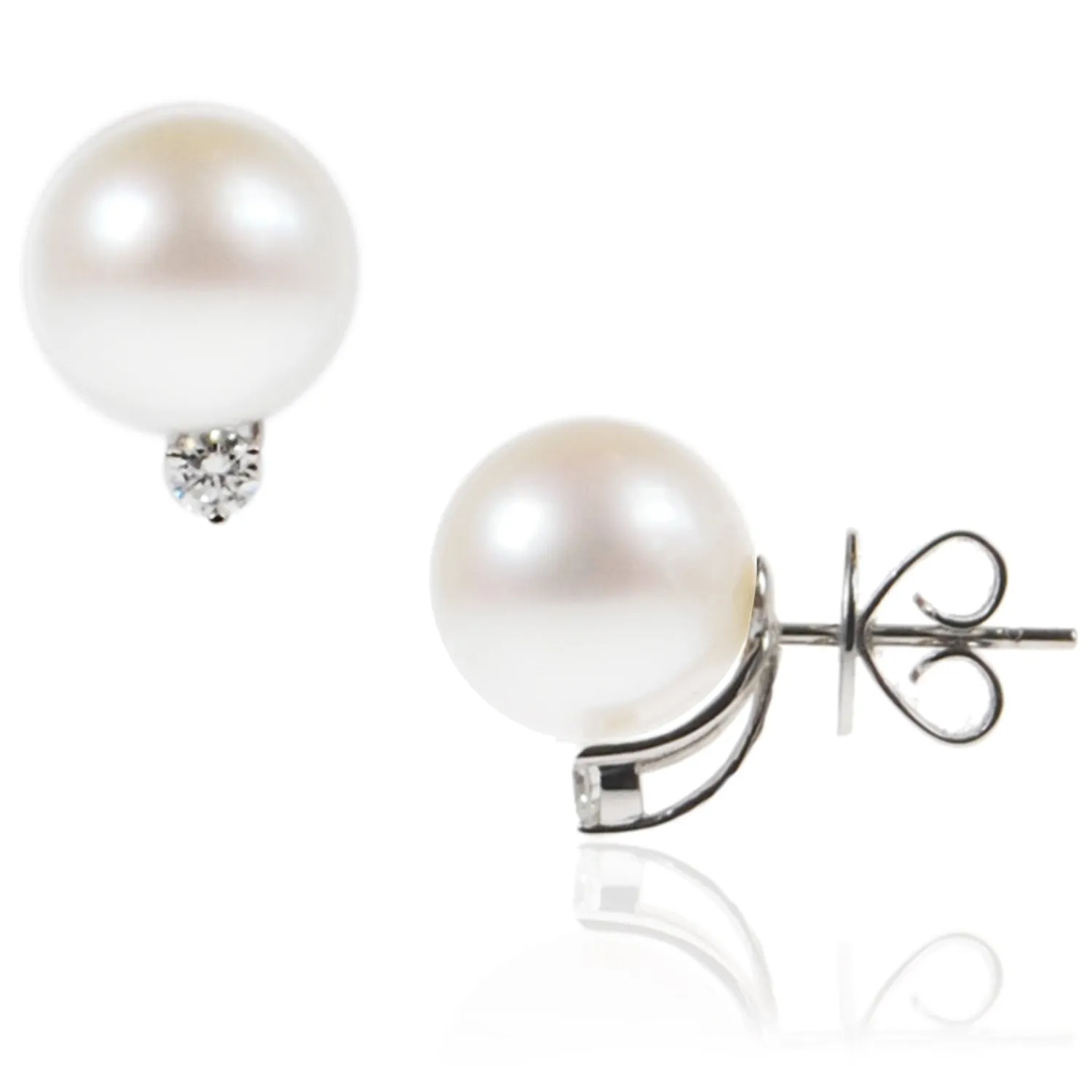White South Sea Pearl & Diamond Accent 'Tsarina' Earrings