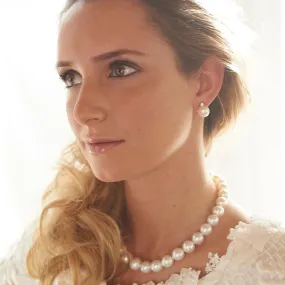 White South Sea Pearl & Diamond Accent 'Tsarina' Earrings