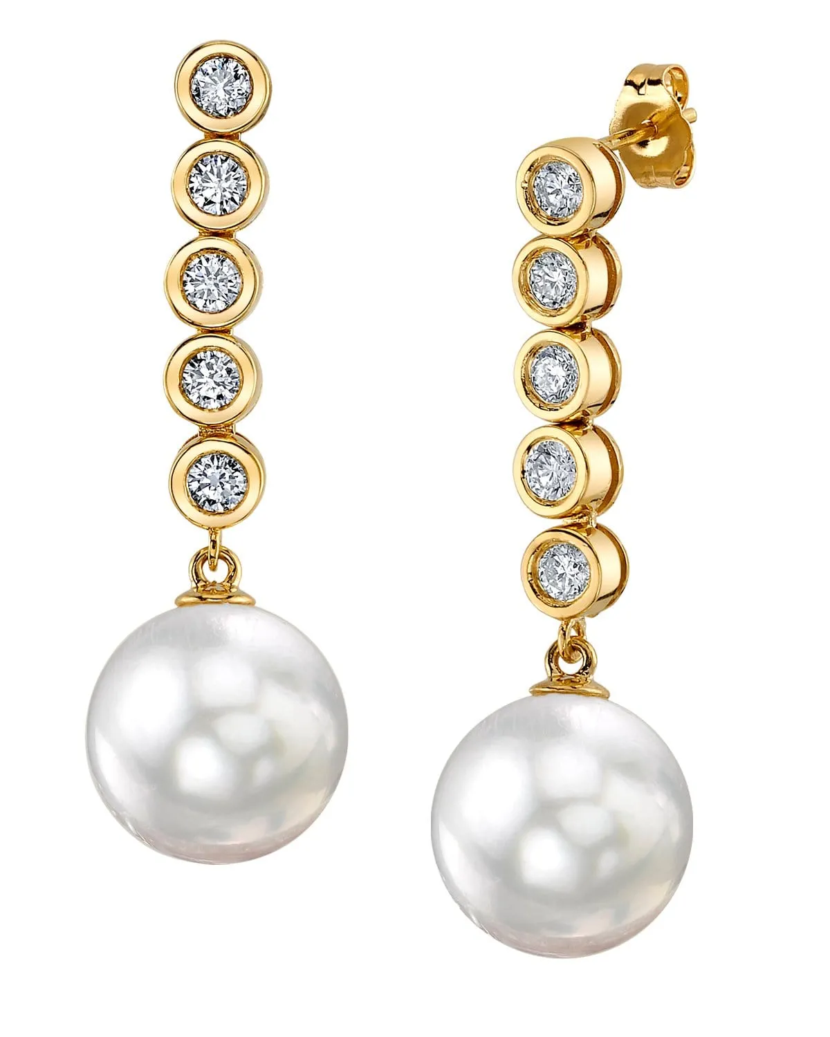 White South Sea Pearl & Diamond Circe Dangle Earrings