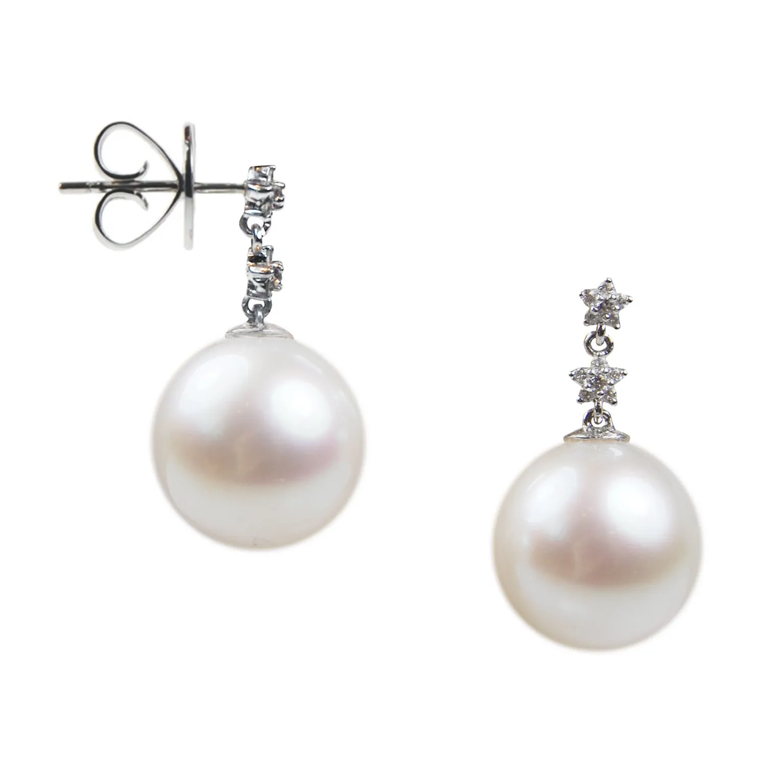 White South Sea Pearl & Diamond 'Tsarina - Star' Earrings