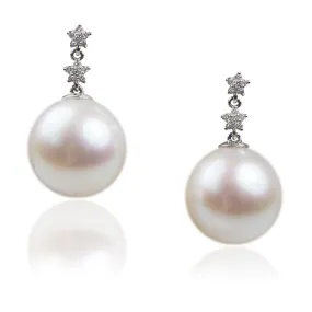 White South Sea Pearl & Diamond 'Tsarina - Star' Earrings