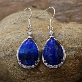 'Yuwin' Lapis Lazuli Rhinestones Earrings